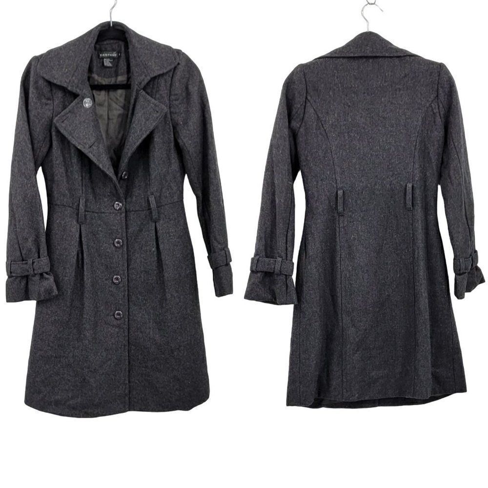 Rampage Peacoat Wool Single Breasted Button Down Long Gray S Military Streetwear